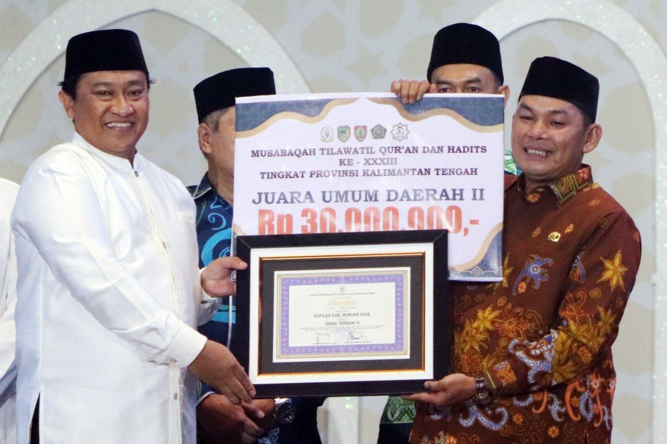 Kabuapten Murung Raya Raih Juara Umum Ketiga di Ajang MTQH XXXIII Tingkat Kalteng